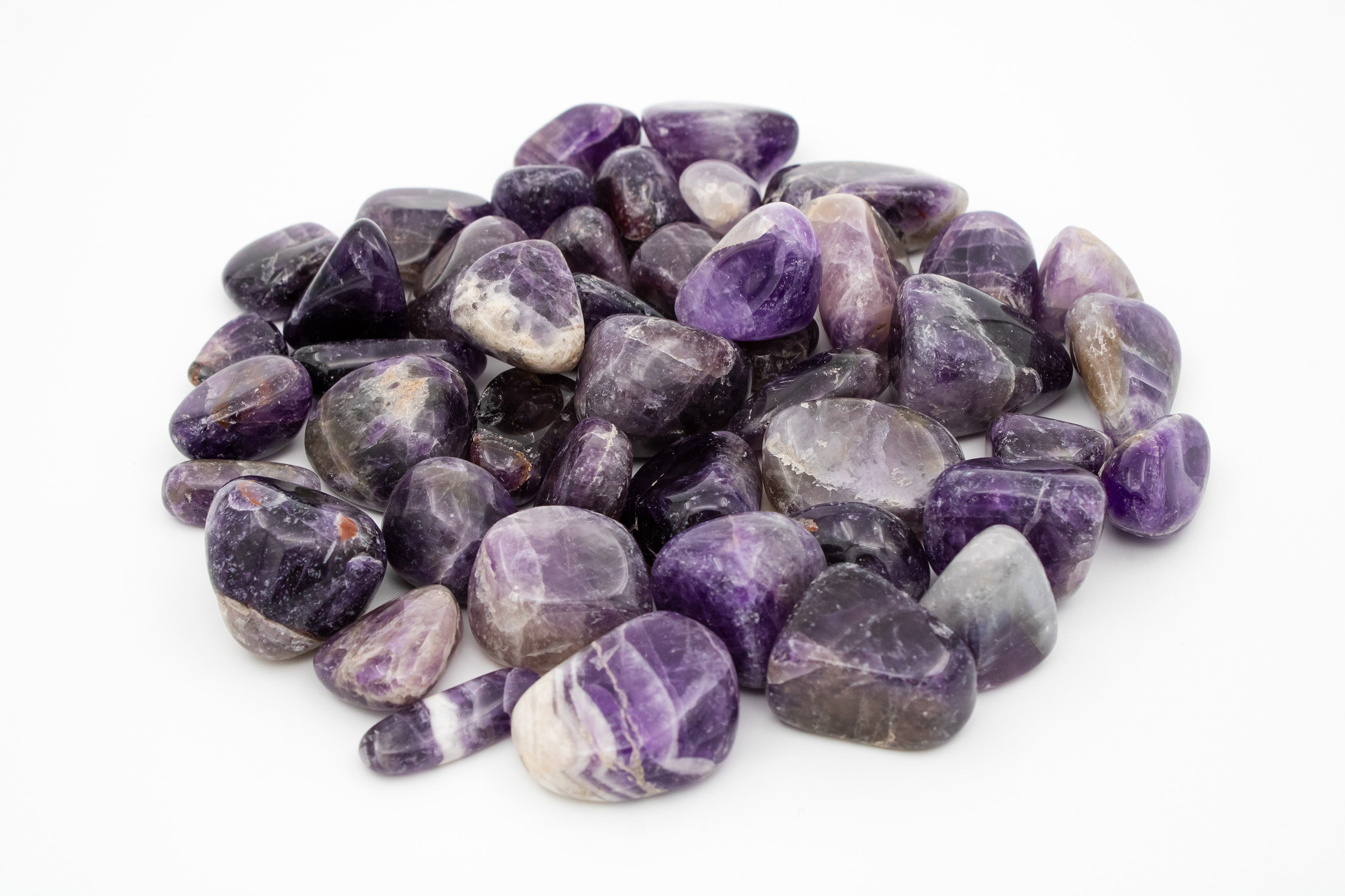 Chevron Amethyst Tumbled Stones